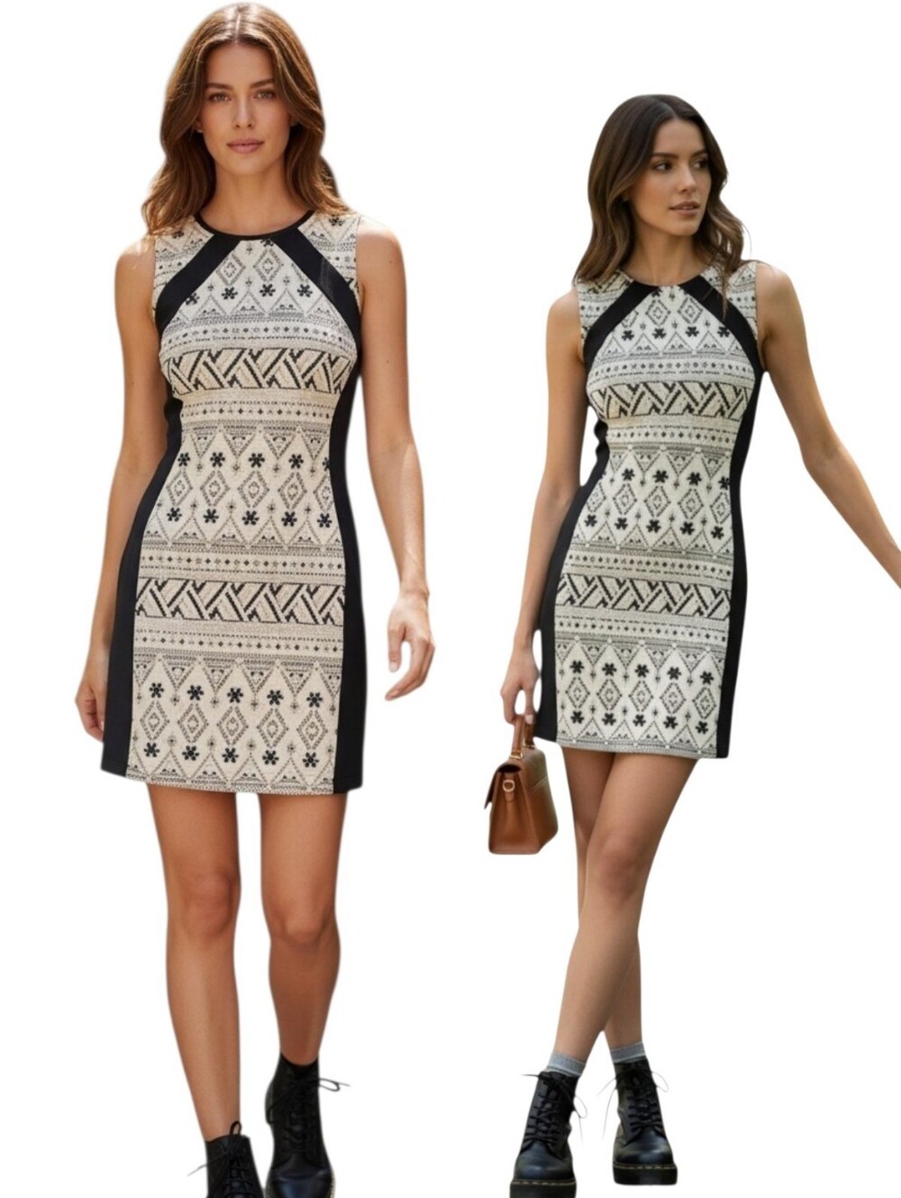 NWT H&M bodycon aztec dress in black and white US size 10